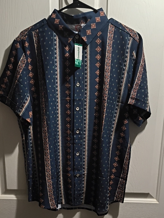 simmashah Other - Casual Navy Patterned Short-Sleeve Button-Down Shirt